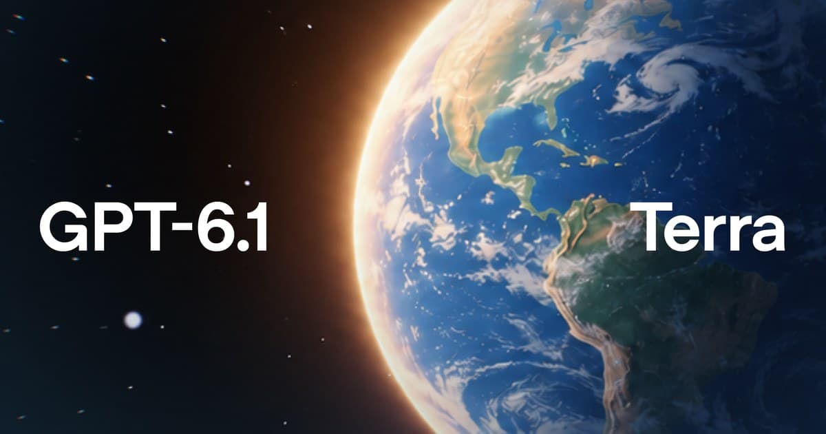 Official OpenAI GPT-6.1 Terra launch artwork showing planet Earth with a glowing orange rim