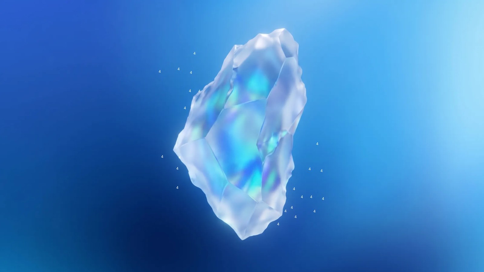 Official Google Gemini 4 Carbon key art: a translucent blue crystal on a deep blue background