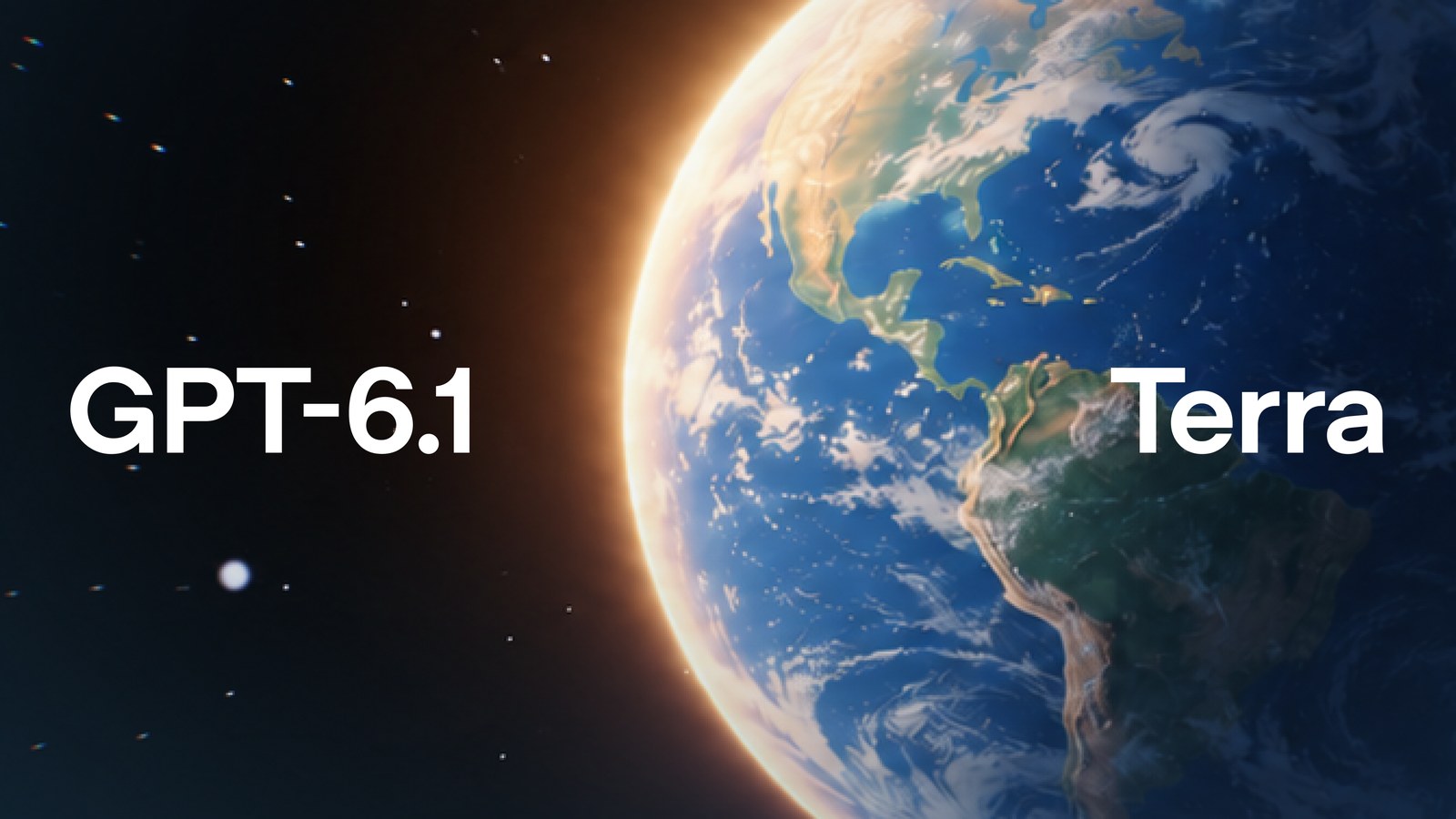 Official OpenAI GPT-6.1 Terra launch artwork: planet Earth with a glowing orange rim against a starry sky